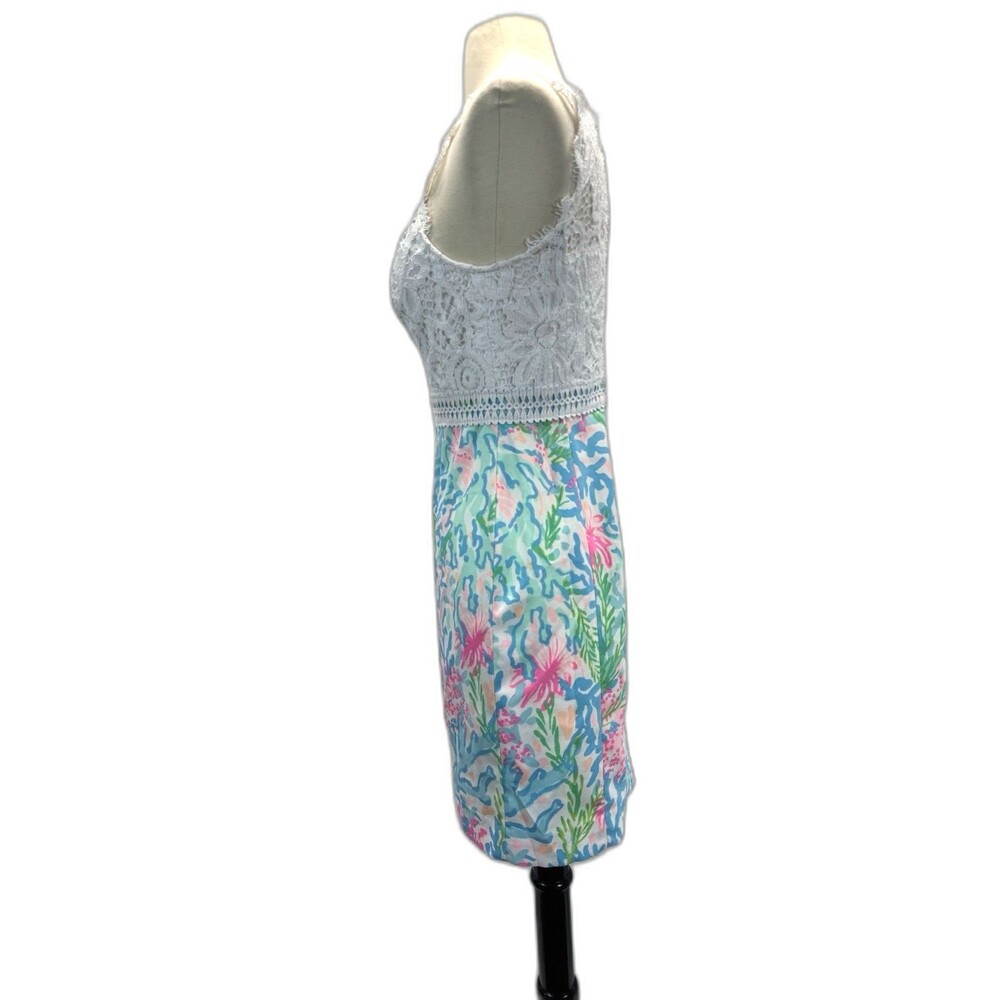 Lilly Pulitzer Sharice Stretch Shift Dress 00 in Multi Coral Bay Sleeveless Luxe - Picture 8 of 9